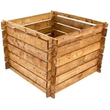 NATIV Komposter aus Holz, Gartenkomposter imprägniert, 100 x 100 x 65 cm braun,