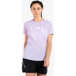 Laufshirt kurzarm Damen Trailrunning - lila mit Grafikprint 38