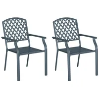 VidaXL Gartenstühle 2 Stk. Stapelbar Anthrazit Stahl