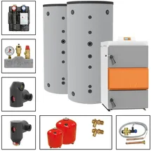 solarbayer� Holzvergaserset HVS E 60-1C mit 2xSLS-2200S Pufferspeicher