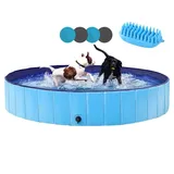 Yaheetech Hundepool Ø 100/120/140/160/180 cm, Planschbecken für Hunde Swimmingpool Hundebadewanne, faltbar blau Ø 160 cm x 160 cm x 160 cm x 30 cm