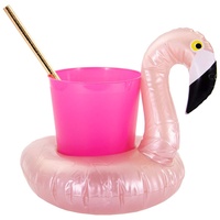 Oblique-Unique® Aufblasbarer Getränkehalter Trinkhalter Flamingo Einhorn Donut Fußball Palme - wählbar - Cup Holder Mini Pool Spielzeug (Flamingo Rosegold)