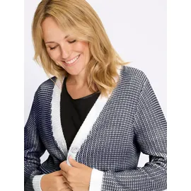 Sieh an! Strickjacke in Dunkelblau-Ecru-gemustert 52