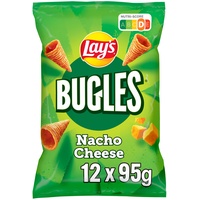 Lay ́s Bugles Nacho Cheese – Herzhafter Mais-Snack mit Käse-Geschmack (12 x 95 g)