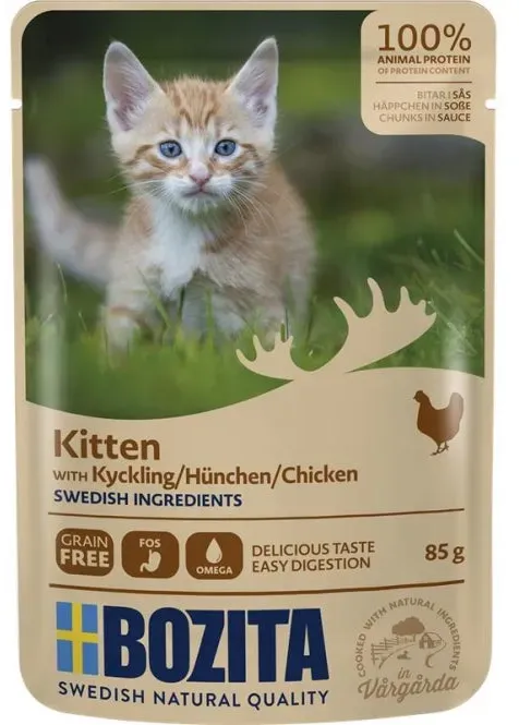 Bozita Pouch Häppchen in Soße Hühnchen für Kitten 12x85g