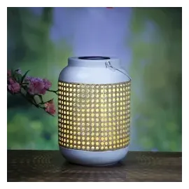 MARELIDA LED Solar Laterne Terassenleuchte Boho Bambus Optik Sensor H: