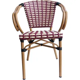 SIT Möbel Armlehnstuhl 2er-Set Rattan-Optik beige-rot Aluminium natur wetterfest | B 56 x 56 x 83 cm 02472-25