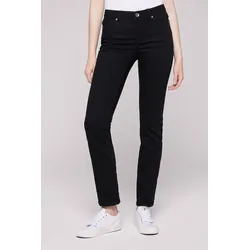 Regular-fit-Jeans SOCCX, Damen, Gr. 28, Länge 34, schwarz, Material: 77% Baumwolle, 14% Polyester, 7% Viskose, 2% Elasthan, unifarben, casual, regular fit, Jeans, mit normaler Leibhöhe