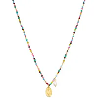 yokoamii Y57 Kette mit Anhänger Gelbgold/Süßwasser-Zuchtperle Weiß