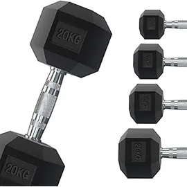 G5 HT SPORT Professionelle gummierte sechseckige Hantel von 1 bis 50 kg schwarz