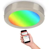 Telefunken - led Aufbauleuchte Smart WiFi dimmbar cct Bluetooth 18W silber Metall