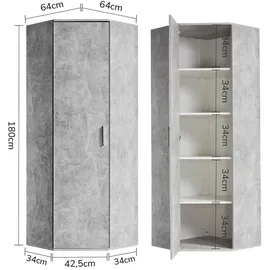 mokebo Eckschrank in Grau Der Lange Schrank Aufbewahrungsschrank oder Mehrzweckschrank