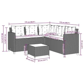 vidaXL Gartenlounge-Set Gartensofa in L-Form grau