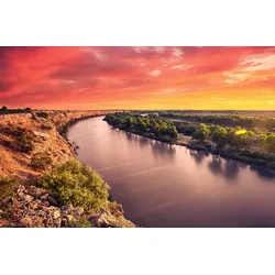 Fototapete PAPERMOON "Fluss durch Landschaft", bunt, B:4,50m L:2,80m, Vlies, Tapeten