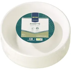 METRO Professional Pappteller, Ø 18 cm, Einweg, kompostierbar, tief, nachhaltig, weiß, 50 Stück