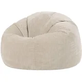 I.C.O.N. Icon Kingston Sitzsack Cord, Beige, Sitzsack Erwachsene mit Füllung, Bean Bag, Cord Sessel, Lounge Sessel, Lounge Stuhl, Schlafzimmer, Wohnzimmer, Wohnzimmer Möbel