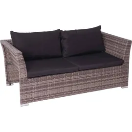 Mendler Poly-Rattan Garnitur HWC-J36, Balkon-/Garten-/Lounge-Set Sitzgruppe Sofa grau, Kissen schwarz