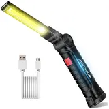 BlingBin LED Arbeitsleuchte Magnetische Taschenlampe, USB-Lade-COB-Arbeitsleuchte, Arbeitslicht, USB Wiederaufladbare, LED fest integriert, COB, Zusammenklappbare LED Taschenlampe Für Die Autoreparatur Im Freien schwarz 3 cm x 5 cm x 27 cm