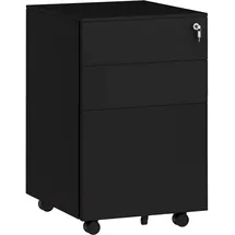 Vinsetto Aktenschrank mit 3 Schubladen, Büroschrank mit Schloss, Stahl, Schwarz, Metall, 43.5x60x37 cm, Arbeitszimmer, Aktenschränke