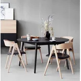 Hammel Furniture Esstisch Meza Designtisch mit Auszugsfunktion und 2 Einlegeplatten, Ø135(231) cm, runde Tischplatte aus MDF/Laminat, Massivholzgestell schwarz