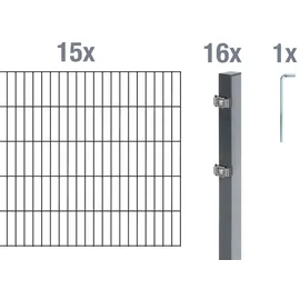 GAH Alberts Doppelstabmattenzaun 3000 x 80 cm Anthrazit