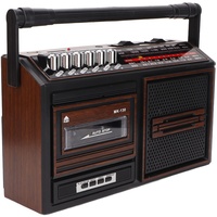 Retro Boombox mit Kassettenspieler, Tragbare AM FM Boombox Retro Home Audio Stereo Radio Kassettenrecorder Tragbares Radio für ältere Kinder(Braun EU)