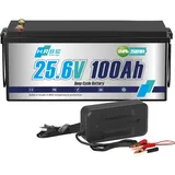 HRBEENERGY 24V 100AH LiFePO4 Batterie 1Pack, eingebaute 100A BMS und Klasse A Zellen, 24V wiederaufladbare Lithium Eisen Phosphat Batterie, 4000-15000 tiefe Zyklen für Wohnmobil, Solar, Trolling Motor