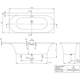 Villeroy & Boch Loop & Friends Rechteckbadewanne 170 x 75 cm (UBA170LOF2V-RW)