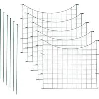 VINGO Teichzaun Gartenzaun 11tlg Set Zaun Teich mit 5 Zaunelemente und 6 Befestigungsstaeben, Metallzaun Gruen, Gitterzaun, Gartenzaun, Campingzaun... - Grün