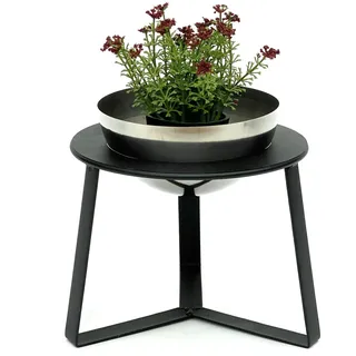 DanDiBo Ambiente DanDiBo Blumenhocker Metall mit Topf Schwarz Silber 18 cm Blumenständer 96091 s Blumensäule Modern Pflanzenständer Pflanzenhocker