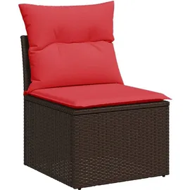 vidaXL 7-teiliges Gartensofa-Set mit Kissen, braun, Polyrattan - Braun