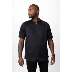 Chef Works® Kochjacke ARCADIA Flex Serie nachhaltig, Reisverschluss, Schwarz, Größe L