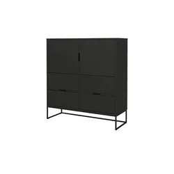 Highboard  Linera , schwarz , Maße (cm): B: 118 H: 127 T: 43