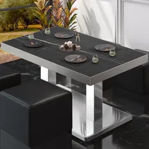 GGM Möbel Bistro Loungetisch 110 x 60 x 41 cm Schwarz Marmor/Edelstahl