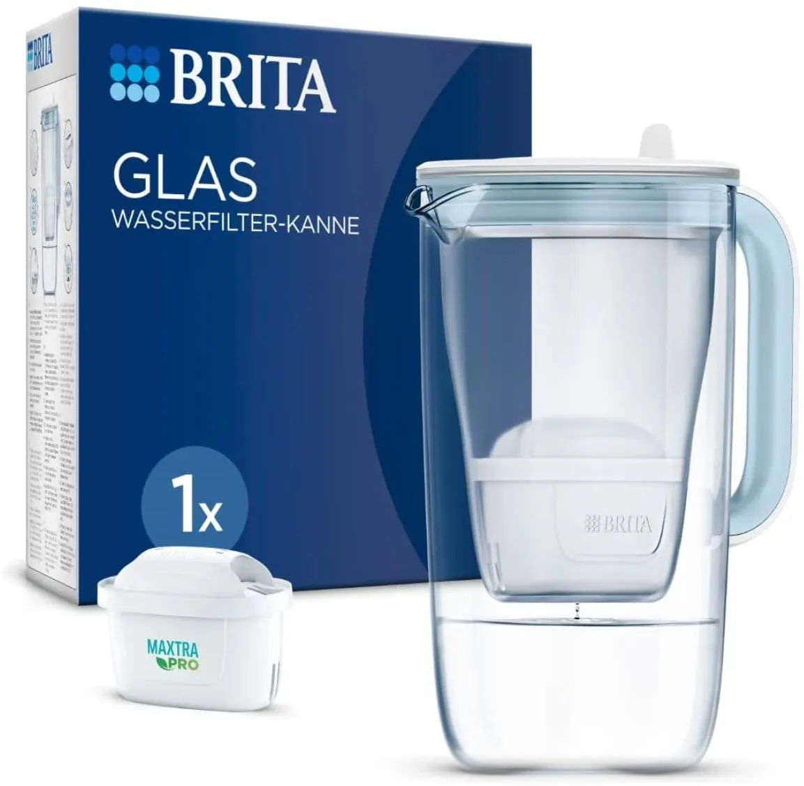 Brita Model ONE Glaswasserkanne white inkl. 1x Wasserfilter Maxtra Pro All-in-1