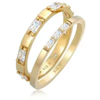 Elli Ring 925 Sterling Silber Rechteck, Ring Set in Gold | Gr.: 52