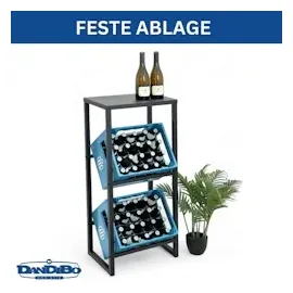 DanDiBo Ambiente DanDiBo Getränkekistenregal 2 Kisten mit Ablage Schmal Metall Stehend 96541 Getränkekistenhalter 100 cm Getränkekistenständer Flaschenkistenregal