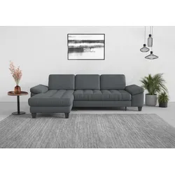 Ecksofa SIT & MORE "Westham L-Form", grau, B:275cm H:88cm T:172cm, 100% Polyester, Sofas, Recamiere, mit oder ohne Bettfunktion, Bettkasten, Füße wengefarben