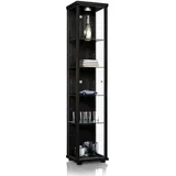 K-Möbel Glasvitrine Schwarz Glas, 4 Fächer, Rechteckig, 37x176x33 cm, Wohnzimmer, Wohnwände, Vitrinenschränke - 2 Jahre Gewährleistung - mind. 14 Tage Rückgaberecht - Schwarz