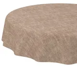 Tischdecke abwaschbar Tischtuch Tafeldecke Tischwäsche Leinen Baumwolle Leinenoptik Wasserdicht Pflegeleicht Fleckenschutz Rund 140cm Hellbraun