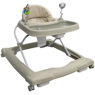 Liefjes & Co Lauflernhilfe & Gehfrei Babywalker – mit 360° Rollen, Spielstation & Spielzeug – Höhenverstellbar, klappbar, mit hoher Rückenlehne – Lauflernwagen (Beige)