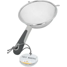 RBV Birkmann Birkmann, Easy Baking, Küchensieb zum Backen und Kochen, feinmaschiges Sieb mit Auflegeösen, Edelstahl mit grauem Kunststoffgriff, spülmaschinengeeignet, 16 cm lang, Ø 6 cm, 422681