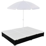 DOTMALL Sonnenschirm Outdoor-Loungebett mit Sonnenschirm Poly Rattan schwarz