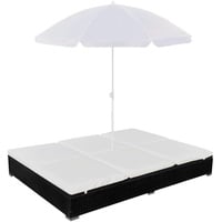 DOTMALL Sonnenschirm Outdoor-Loungebett mit Sonnenschirm Poly Rattan schwarz