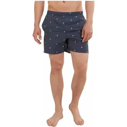 Badehose Bono Print Boardshort Herren - dunkelblau türkisblau|WEISS S