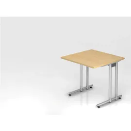Hammerbacher Schreibtisch ahorn quadratisch, C-Fuß-Gestell silber 80,0 x 80,0 cm