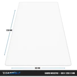 Titanwolf Gaming Mauspad, XXXL Speed Mousepad 1200 x 600 mm, Geschwindigkeit & Präzision, weiß