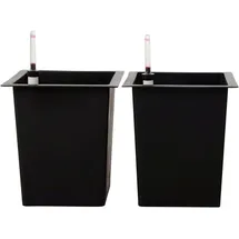 Vivanno Blumenkübeleinsatz aus Kunststoff mit Bewässerungsset - 29x29x32 cm - schwarz - 2er Set