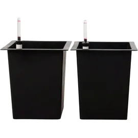 Vivanno Blumenkübeleinsatz aus Kunststoff mit Bewässerungsset - 29x29x32 cm - schwarz - 2er Set