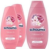 Schauma Schwarzkopf Reparatur-Shampoo 7 Blüten-Öl (1x 400 ml) glättet, Repair Shampoo für trockenes & erschöpftes Haar & Spülung (2x 250 ml) Pflegespülung verleiht strahlenden Glanz